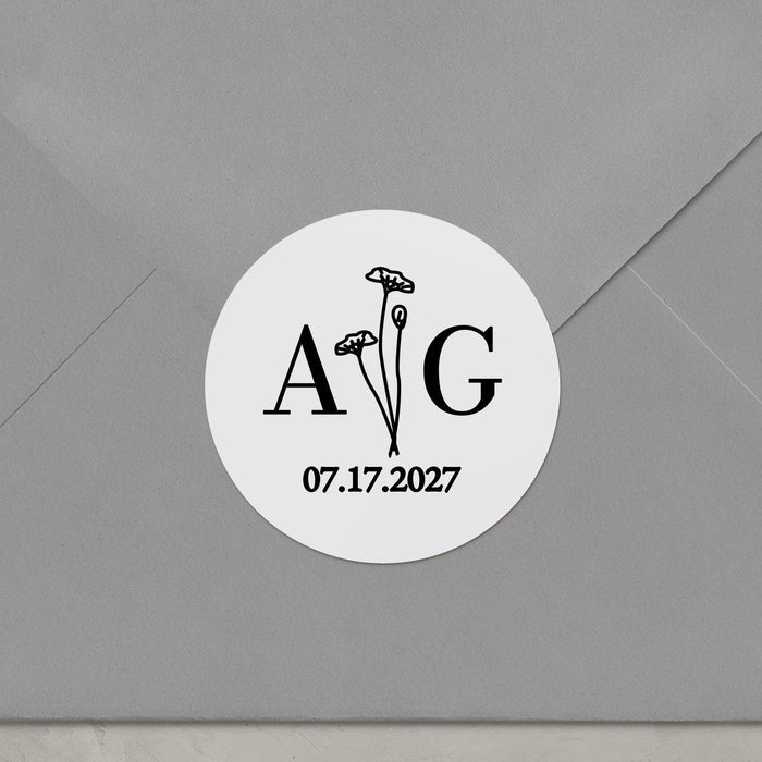 Minimalistic Floral Wedding Stickers - XOXOKristen