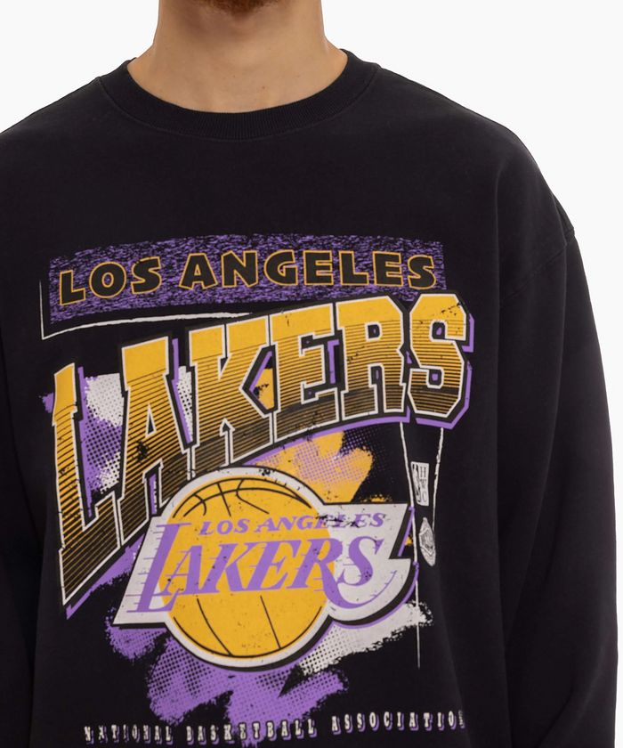 Mitchell & Ness Los Angeles Lakers BRUSH OFF 2.0 Crew (Faded Black)