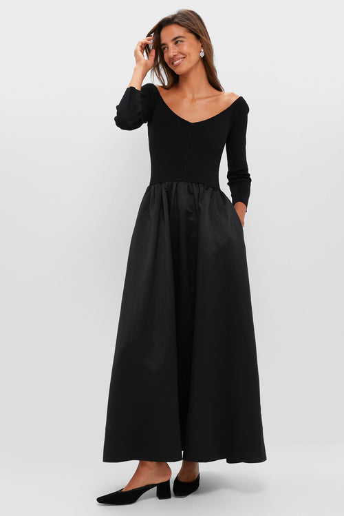Black Dupioni Clea Dress