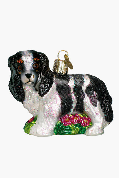 Black and White King Charles Spaniel Ornament