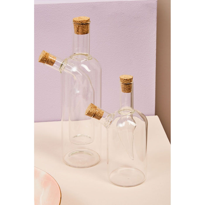 Oil and Vinegar Dispenser Apparatus Plain Inner Borosilicate Glass Bottle - Modern Home Interiors