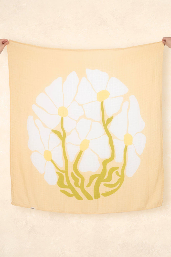 Organic Muslin Swaddle - Fleur Warm Oat (Limited Edition)