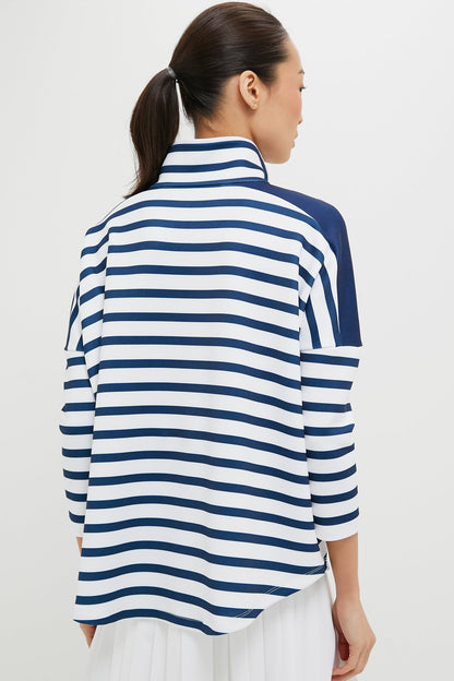 Blue and White Stripe Hudson Quarter Zip