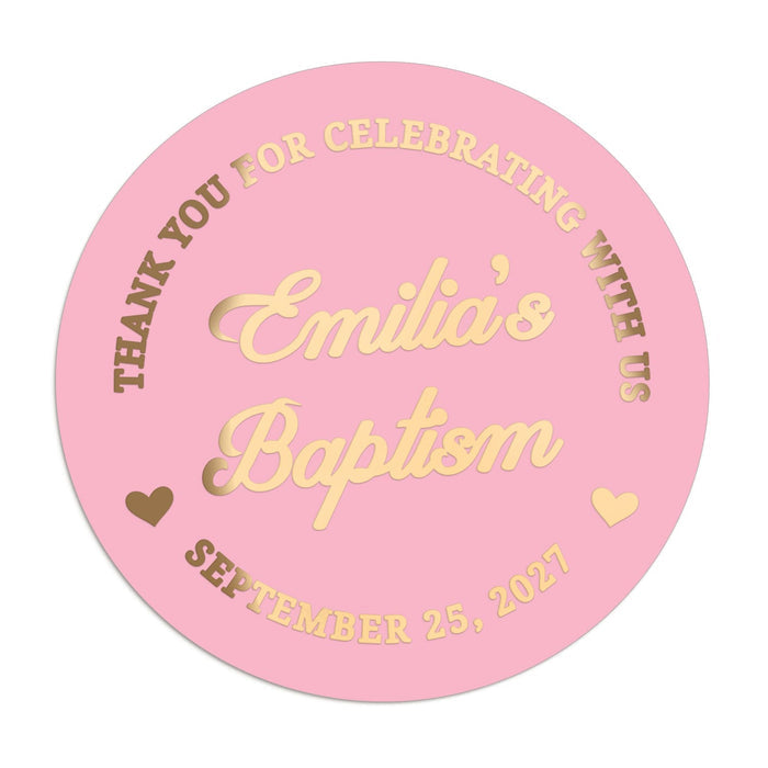 Pink and Gold Baptism Stickers for Girl