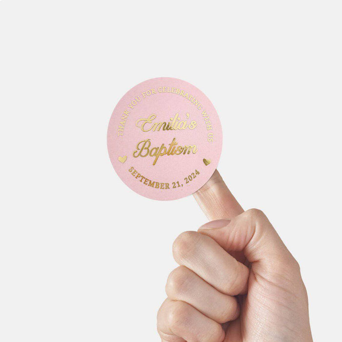 Pink and Gold Baptism Stickers for Girl - XOXOKristen