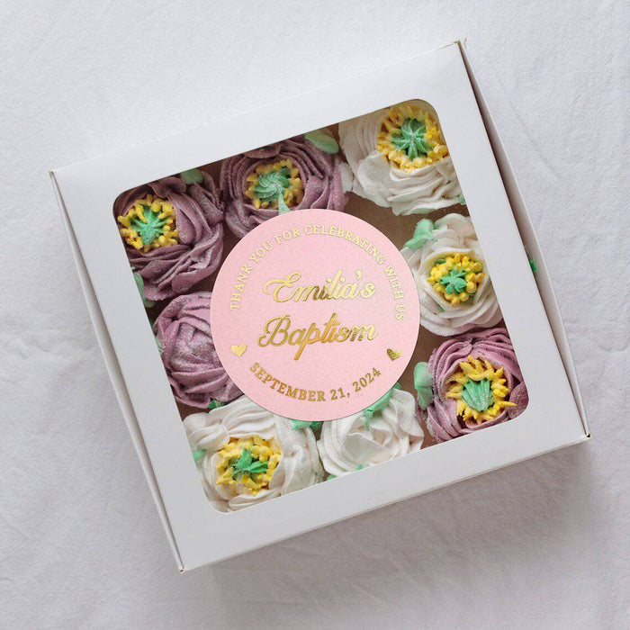 Pink and Gold Baptism Stickers for Girl - XOXOKristen