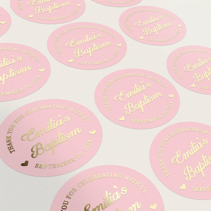 Pink and Gold Baptism Stickers for Girl - XOXOKristen