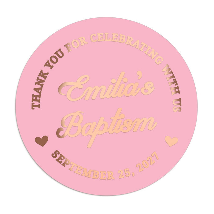 Pink and Gold Baptism Stickers for Girl