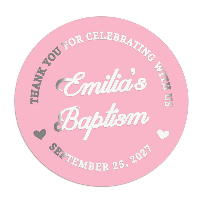 Pink and Gold Baptism Stickers for Girl