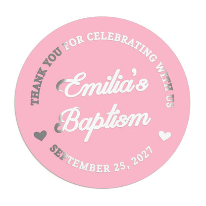 Pink and Gold Baptism Stickers for Girl