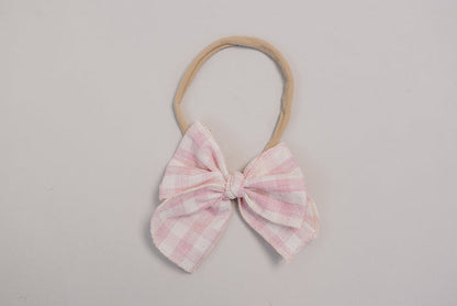 Pink Gingham Hair Bow