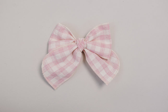 Pink Gingham Hair Bow