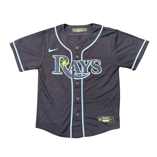 Rays Kids Nike Official Navy Replica Baseline Jersey