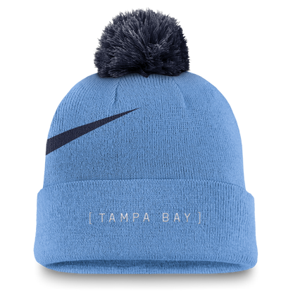 Rays Nike Light Blue TB Primetime Peak Pom Knit Hat