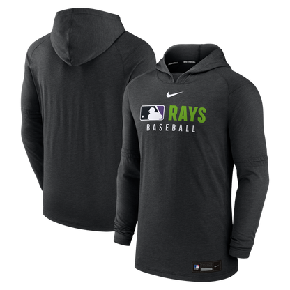 Rays Men's Nike 2025 Heather Black Devil Rays Authentic Collection Pullover Hoodie