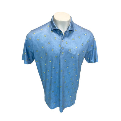 Rays Men's Johnnie-O Light Blue Exeter All Over Burst Logo Polo