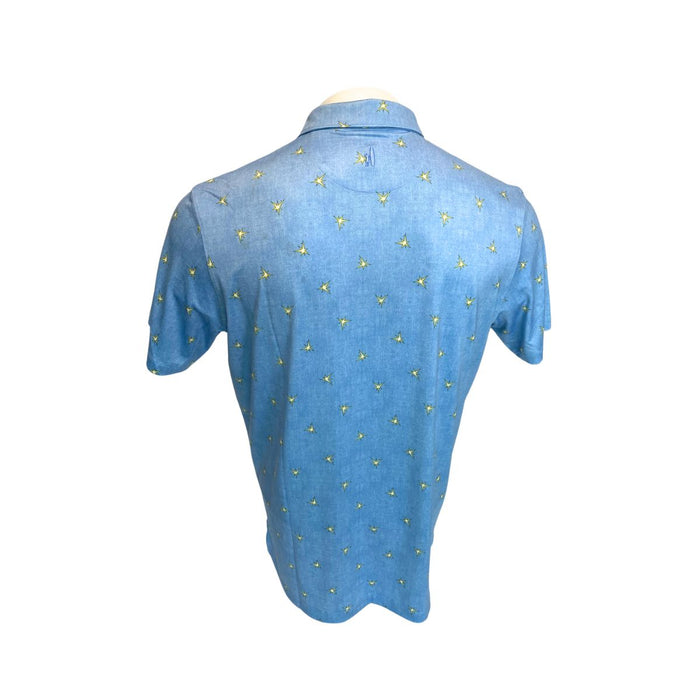 Rays Men's Johnnie-O Light Blue Exeter All Over Burst Logo Polo