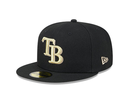 Rays New Era Black Gold Khaki TB 59Fifty Fitted Hat