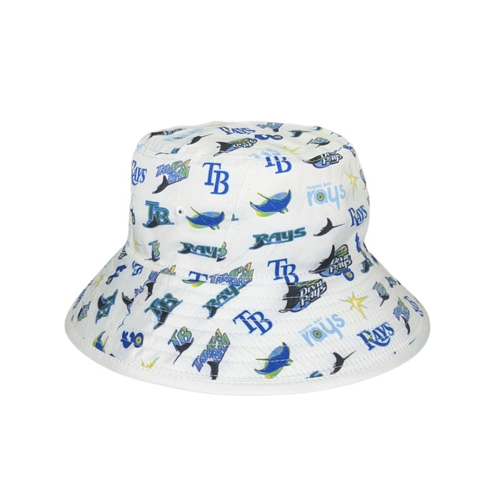 Rays New Era White Rays Logos Bucket Hat