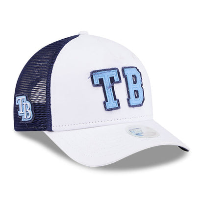 Rays Women's New Era White Navy TB Two Tone 9Forty Trucker Hat