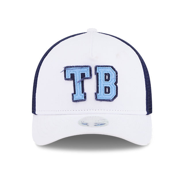 Rays Women's New Era White Navy TB Two Tone 9Forty Trucker Hat
