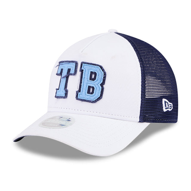 Rays Women's New Era White Navy TB Two Tone 9Forty Trucker Hat