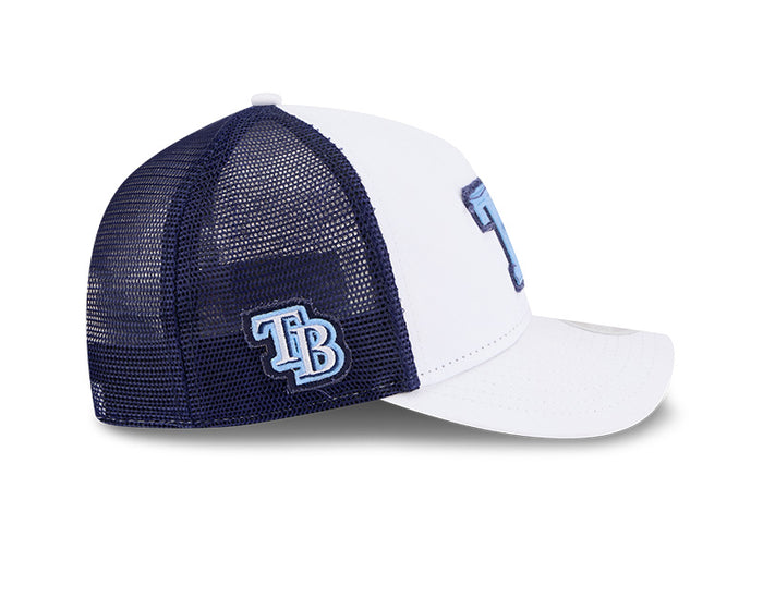 Rays Women's New Era White Navy TB Two Tone 9Forty Trucker Hat