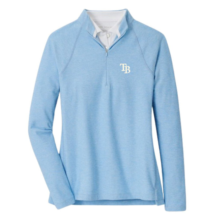 Rays Women's Peter Millar Light Blue TB Perth Quarter-Zip