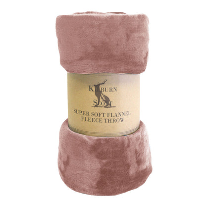 Rolled Flannel Fleece Throw - Blush