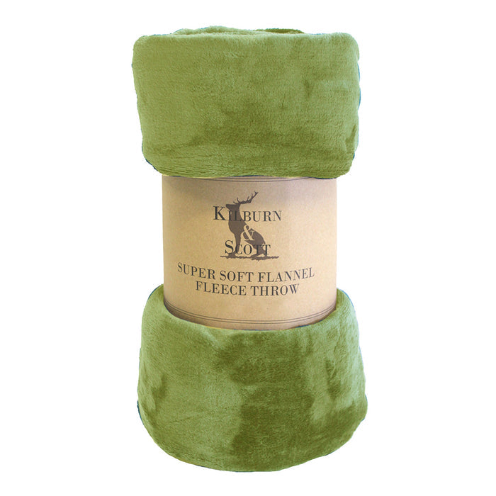 Rolled Flannel Fleece Throw - Lime - Modern Home Interiors