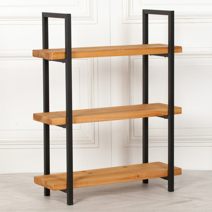 Rustic Wooden Industrial 3 Tier Bookcase Shelving Unit - Modern Home Interiors