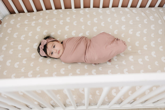 Sand Rainbow Muslin Crib Sheet