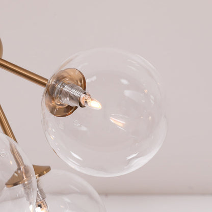 Satin Gold Art Deco 5 Arm Sputnik Glass Ball Ceiling Light - Modern Home Interiors