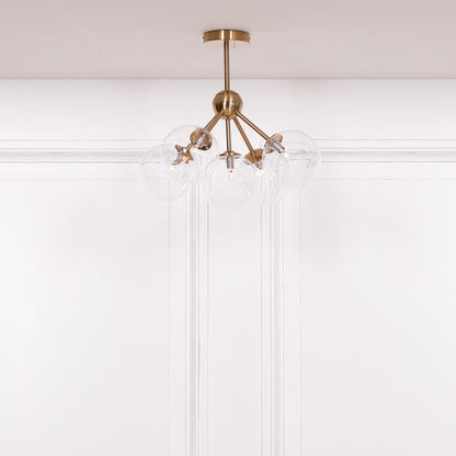 Satin Gold Art Deco 5 Arm Sputnik Glass Ball Ceiling Light - Modern Home Interiors