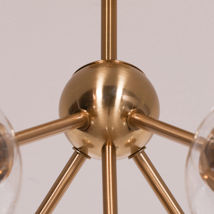 Satin Gold Art Deco 5 Arm Sputnik Glass Ball Ceiling Light - Modern Home Interiors