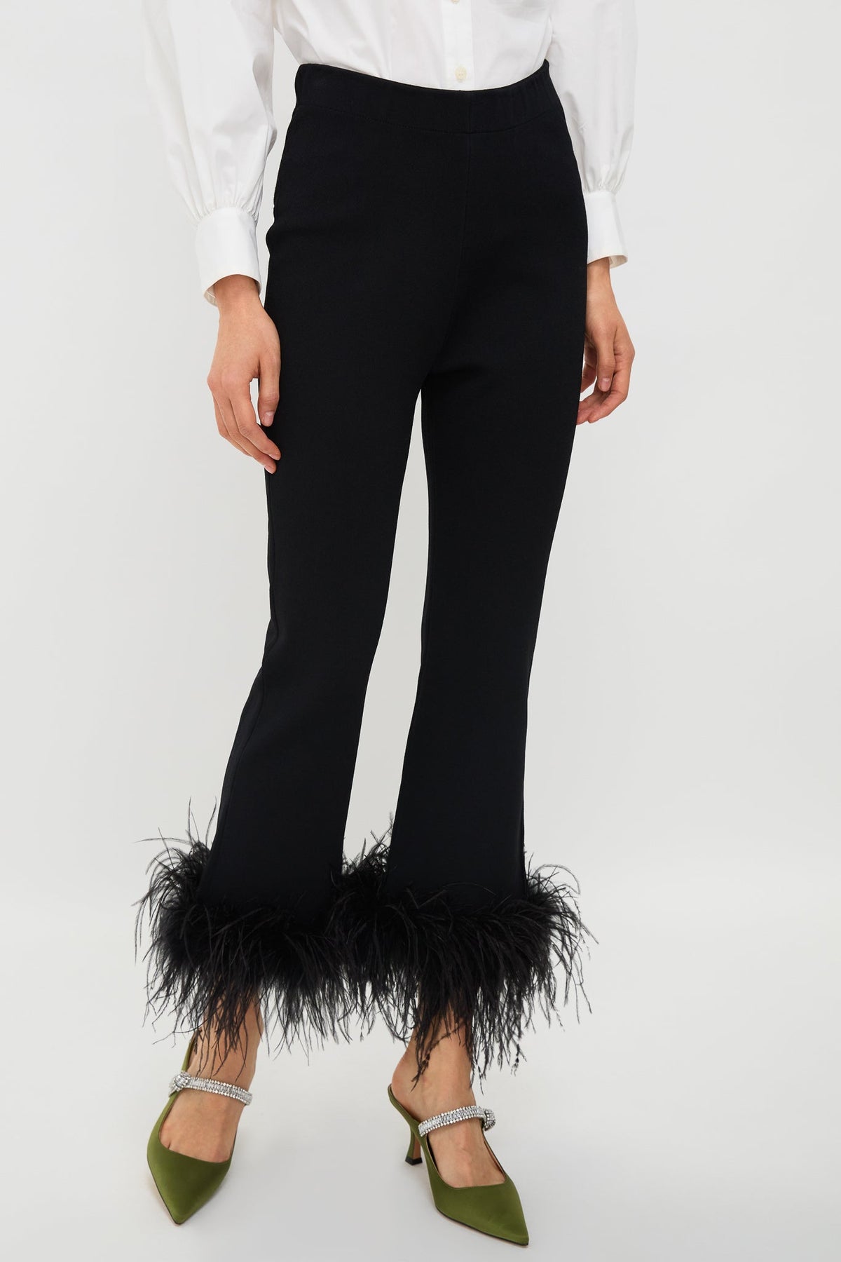 Black Feather Compression Knit Ashford Pants