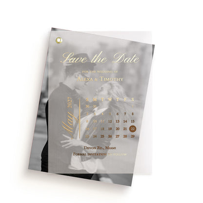 Vellum Save the Date Invite with Custom Picture