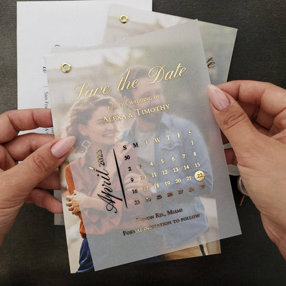 Vellum Save the Date Invite with Custom Picture - XOXOKristen
