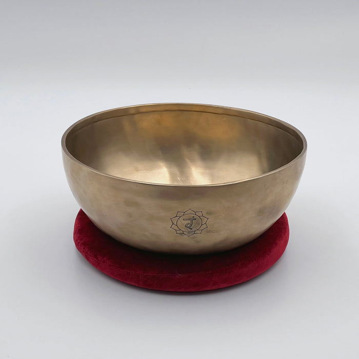 solar plexus tibetan singing bowl and velvet ring cushion