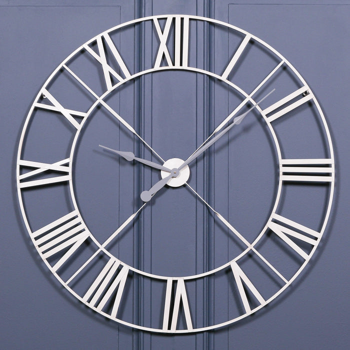 Vintage Cream Distressed 110cm Twist Frame Wall Clock - Modern Home Interiors