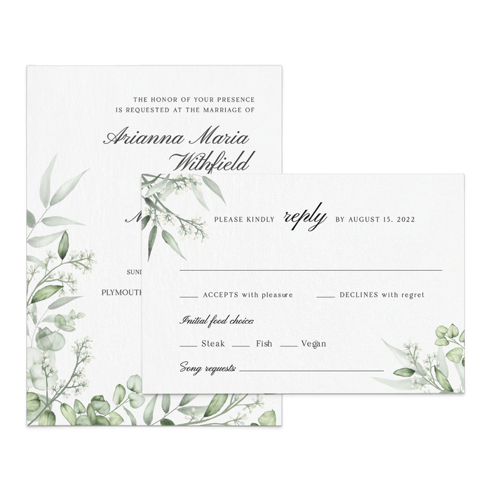 Wedding Floral Greenery Invitation Suite - XOXOKristen