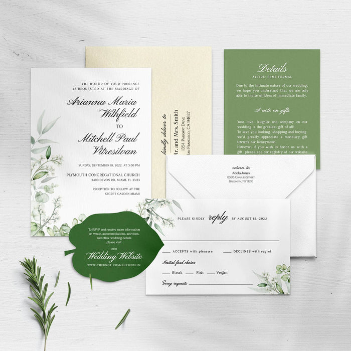 Wedding Floral Greenery Invitation Suite - XOXOKristen