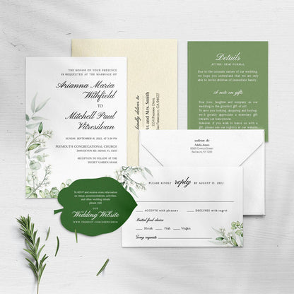 Wedding Floral Greenery Invitation Suite - XOXOKristen