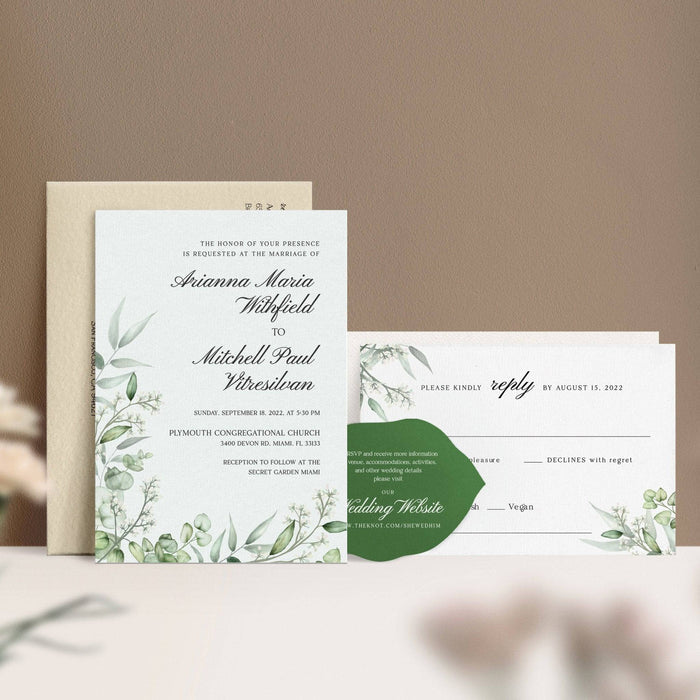 Wedding Floral Greenery Invitation Suite - XOXOKristen