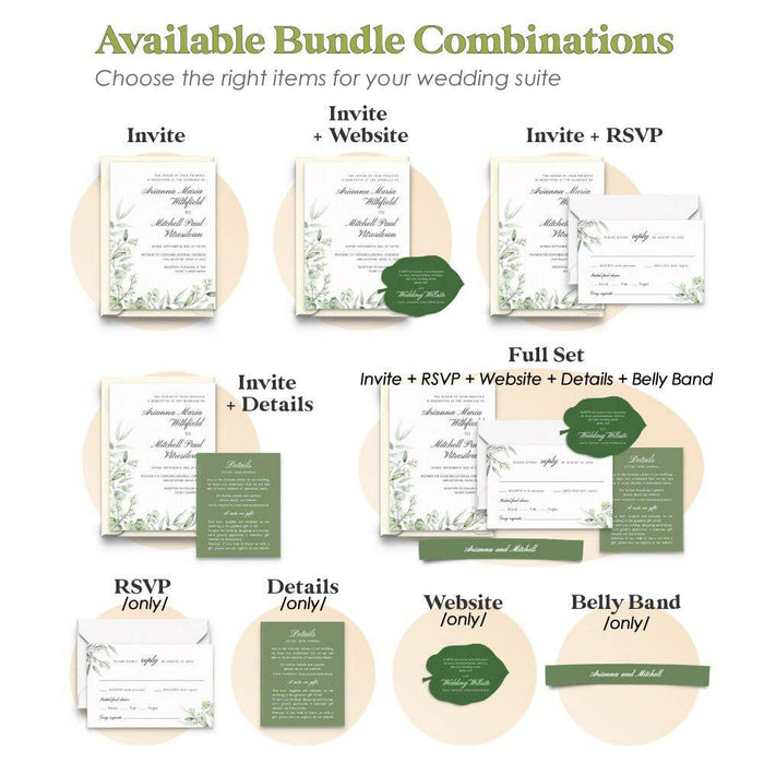 Wedding Floral Greenery Invitation Suite - XOXOKristen