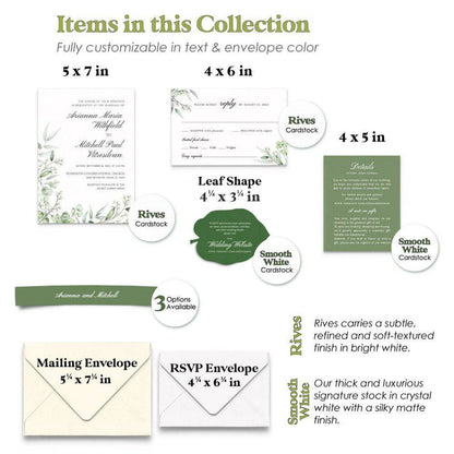 Wedding Floral Greenery Invitation Suite - XOXOKristen