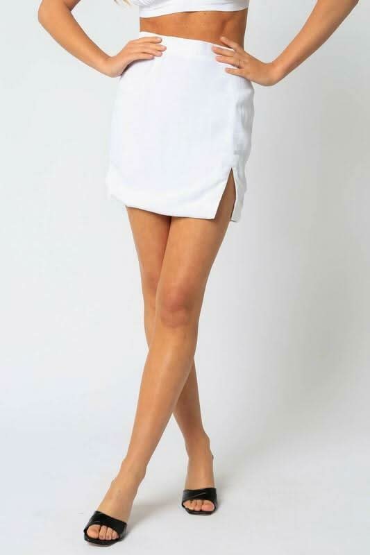 One Thing White Mini Skirt