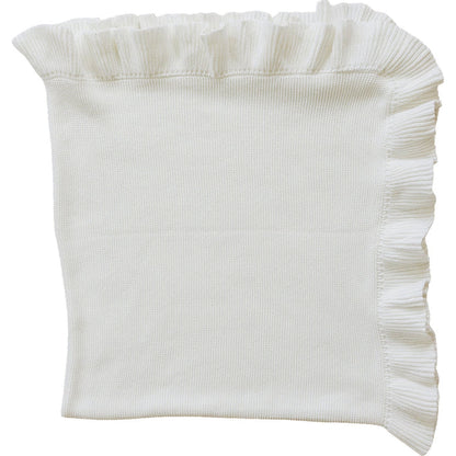 White Ruffle Knit Blanket