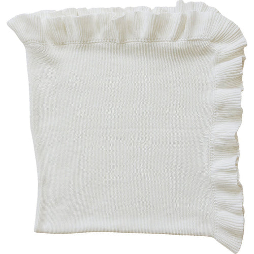White Ruffle Knit Blanket