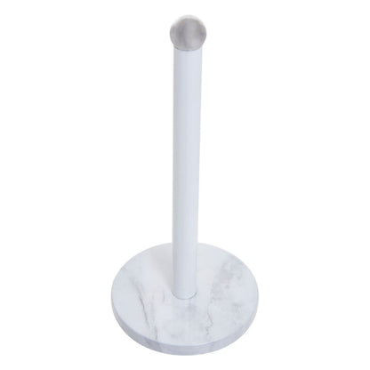 White/Grey Marble Effect Kitchen Roll Holder - Modern Home Interiors